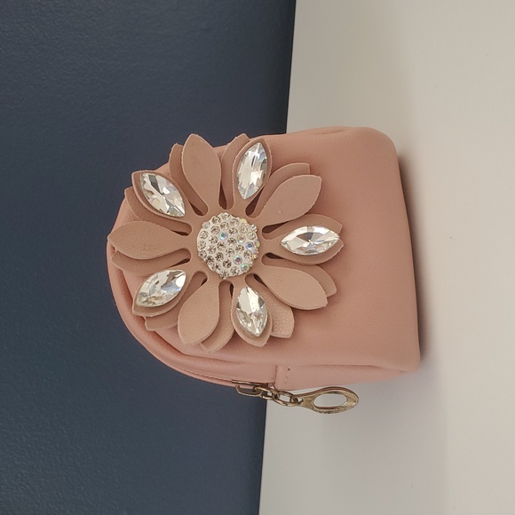 Source Unknown Handbags - Pink Mini Backpack Bag Charm – Coin Purse Keychain – Bejeled Flower